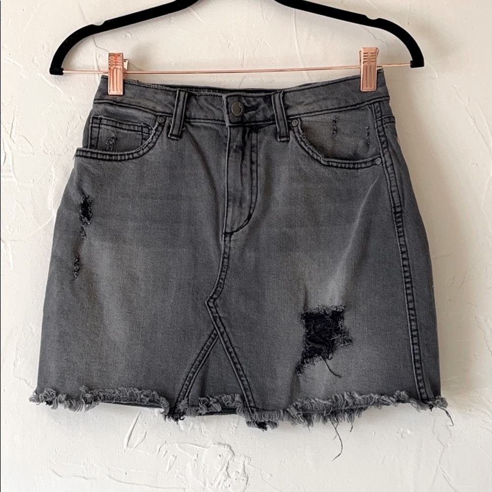 Joes Jeans Charcoal Distressed Denim Skirt